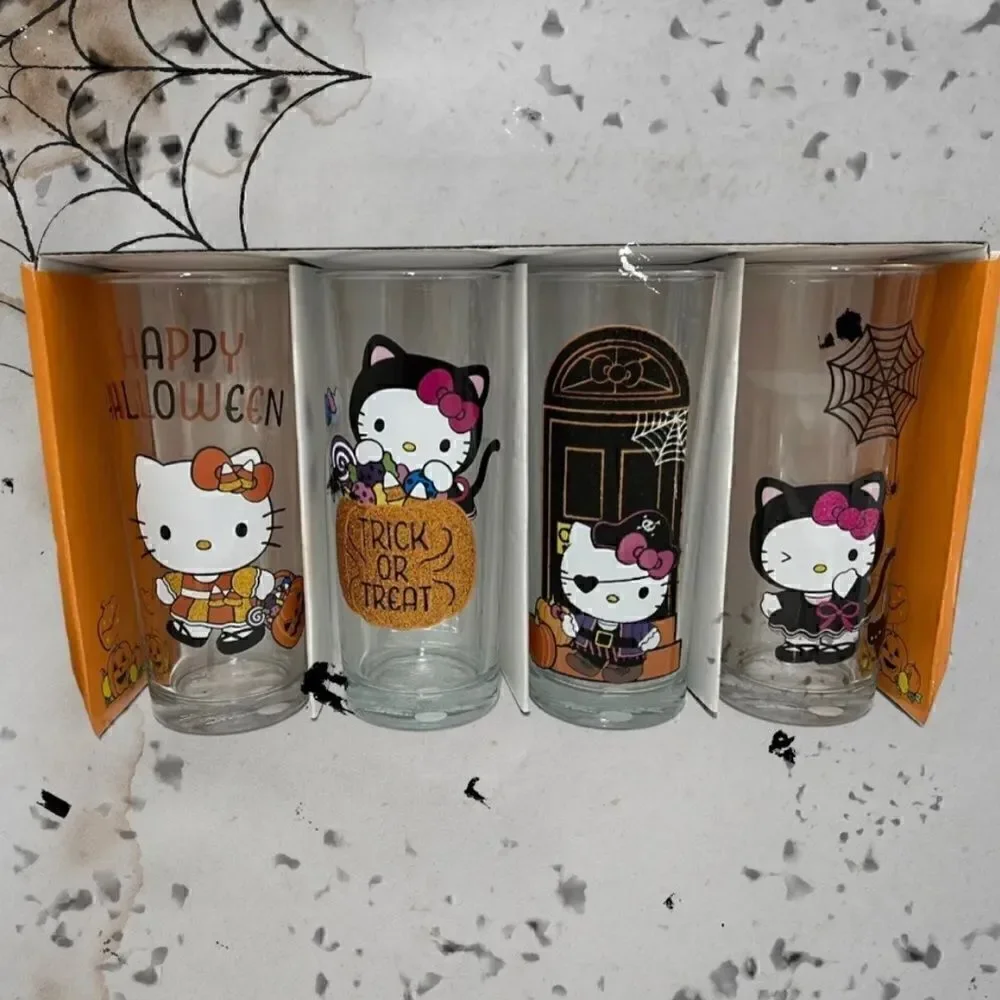 Sanrio Hello Kitty Halloween Limited Edition Glassware Set Of 4 Drinking Glasses